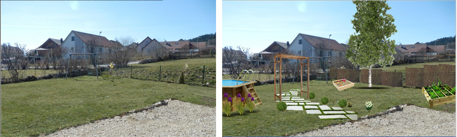 amenagement jardin terrain plat